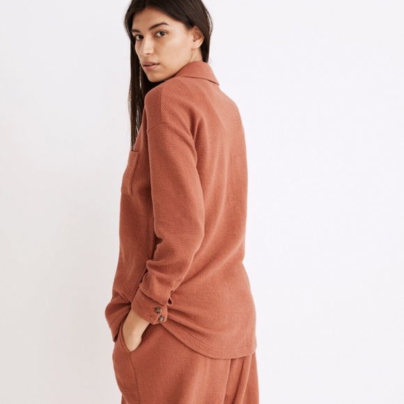 Madewell Textural Knit Shirt-Jacket Weathered Brick Size M - Picture 3 of 14